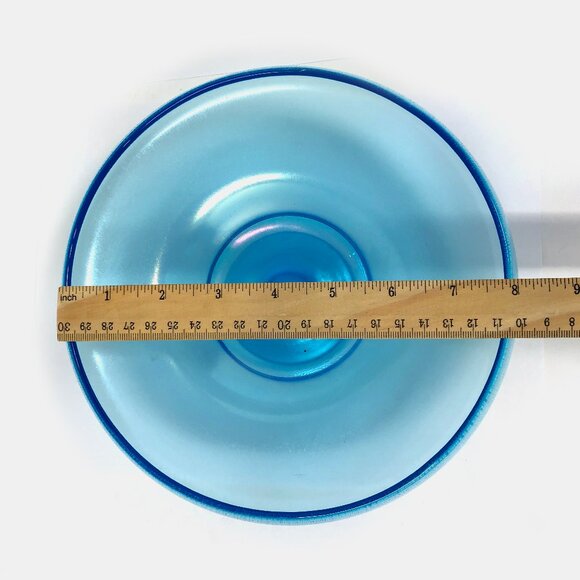 Blue Stretch Glass Compote - Picture 2 of 4